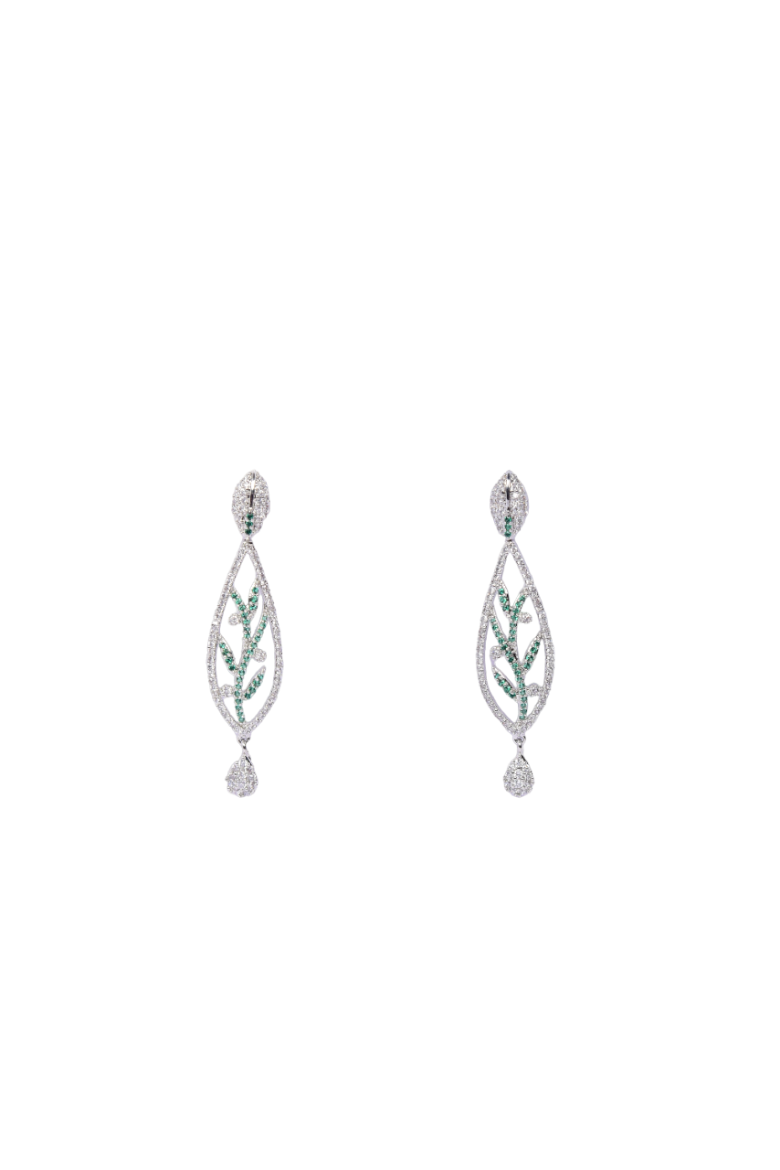 Namokriti Elegant Leaf Motif Drop Earrings – Sparkling CZ